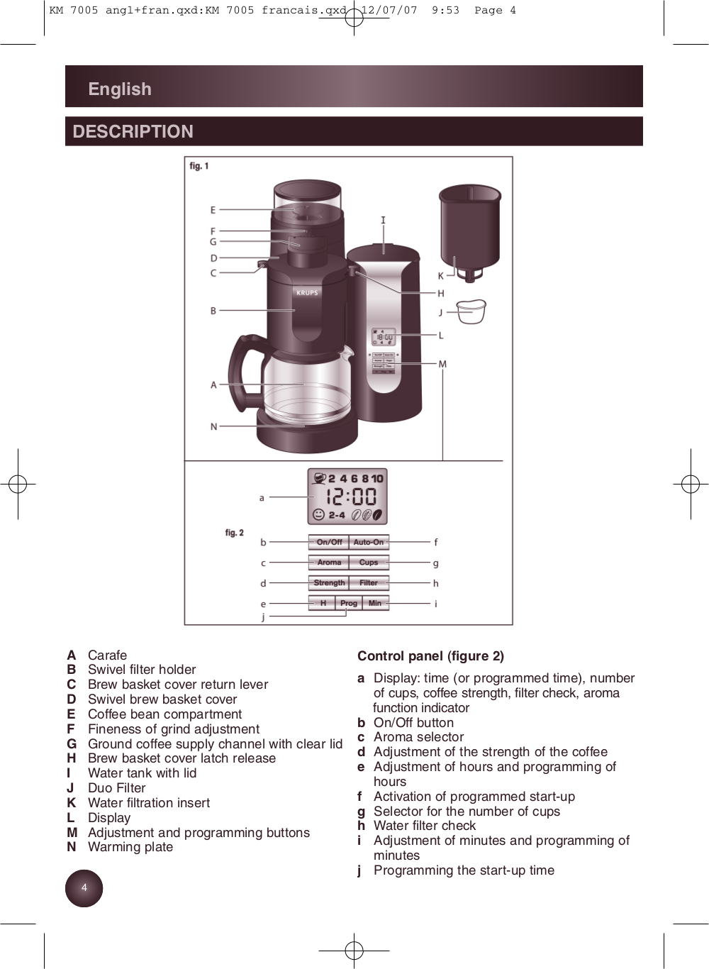 PDF manual for Krups Coffee Maker KM7000