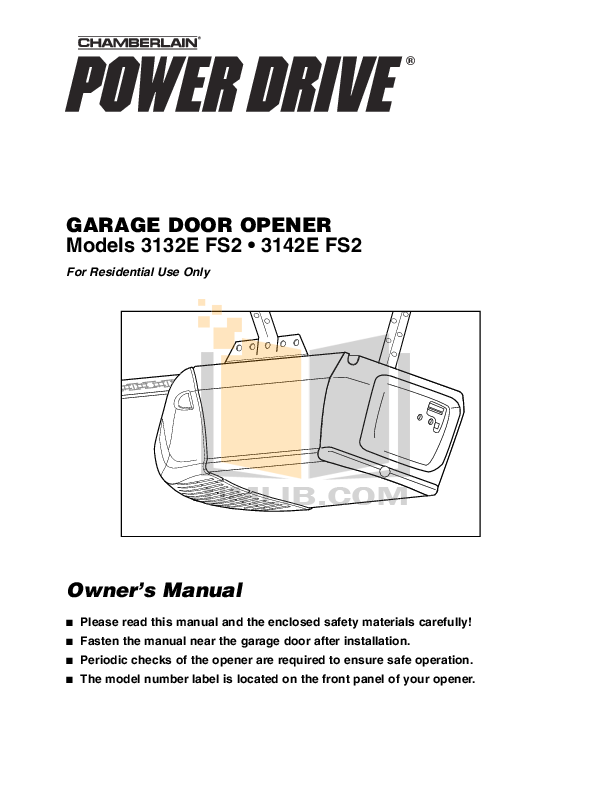 Free Pdf For Chamberlain Power Drive 3132e Garage Door Pdf For Chamberlain Other Power Drive 3132e Garage Door Openers Manual