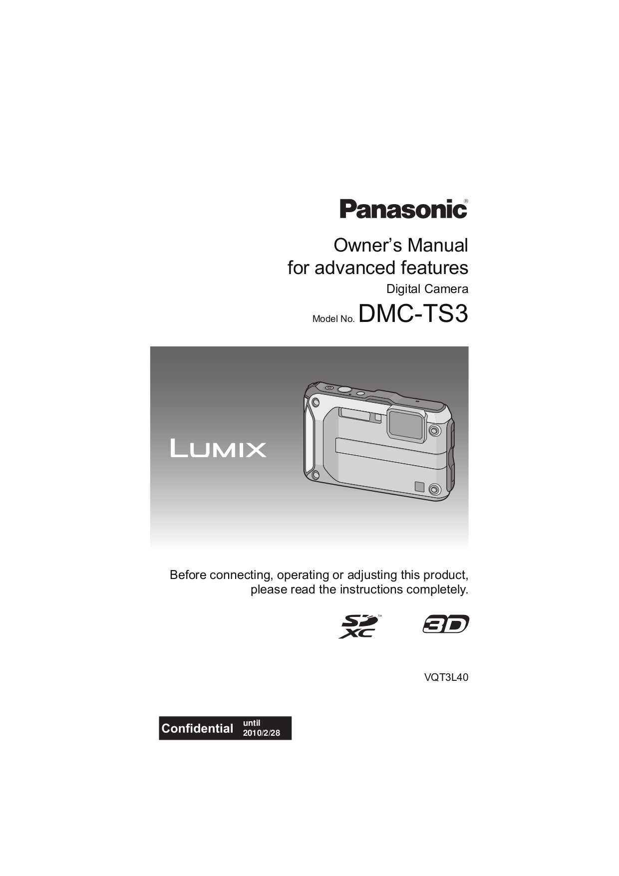 pdf for Panasonic Digital Camera Lumix DMC-TS3 manual