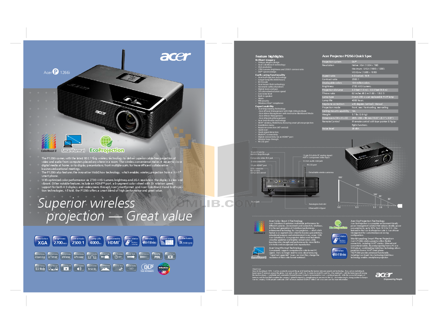 Acer P1265 Projector Manual Free Software and Shareware flytracker