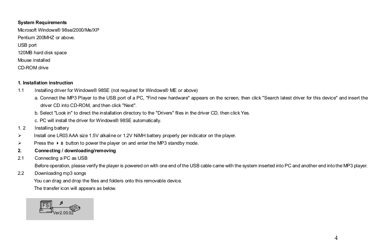 ... Nextar MP3 Player MA566 1GB pdf page preview ...