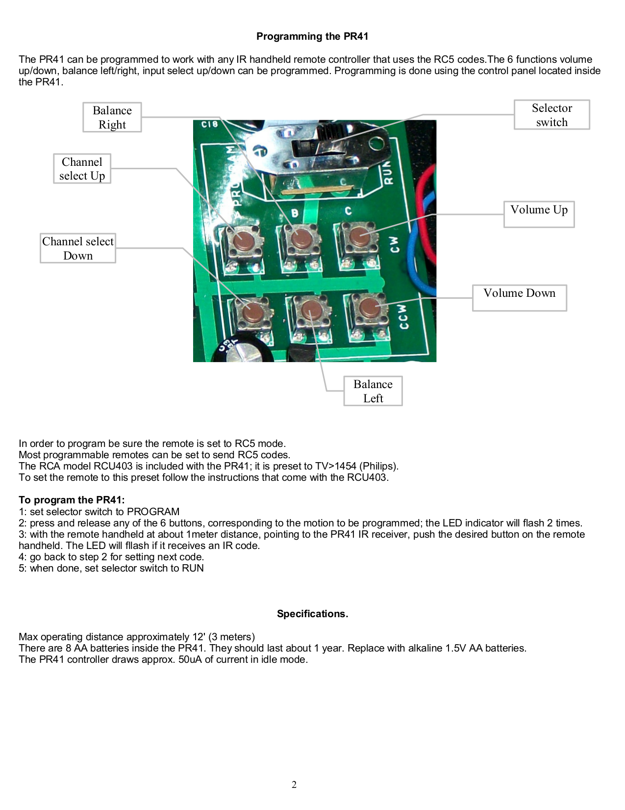 PDF manual for RCA Remote Control RCU403