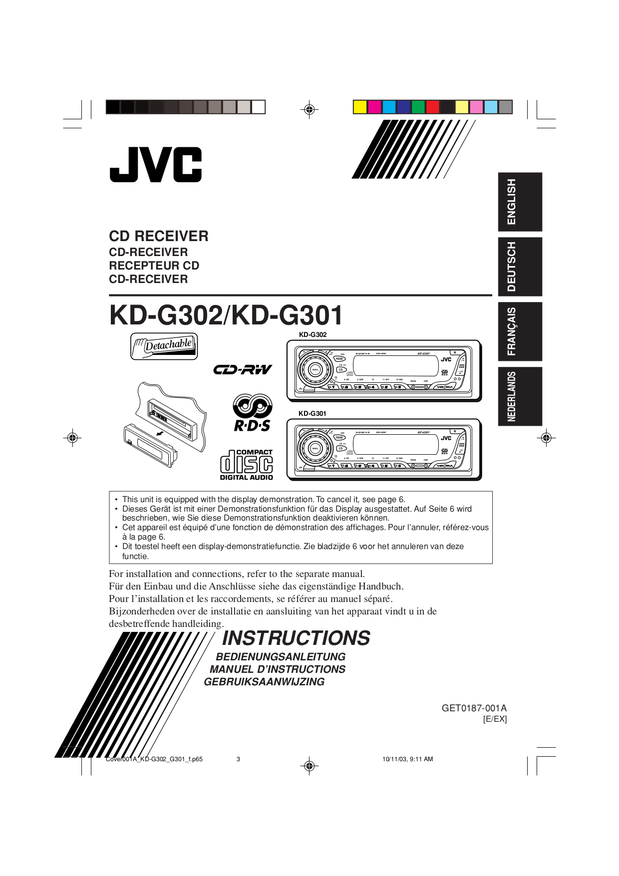 download free pdf for jvc kd g301 car receiver manual