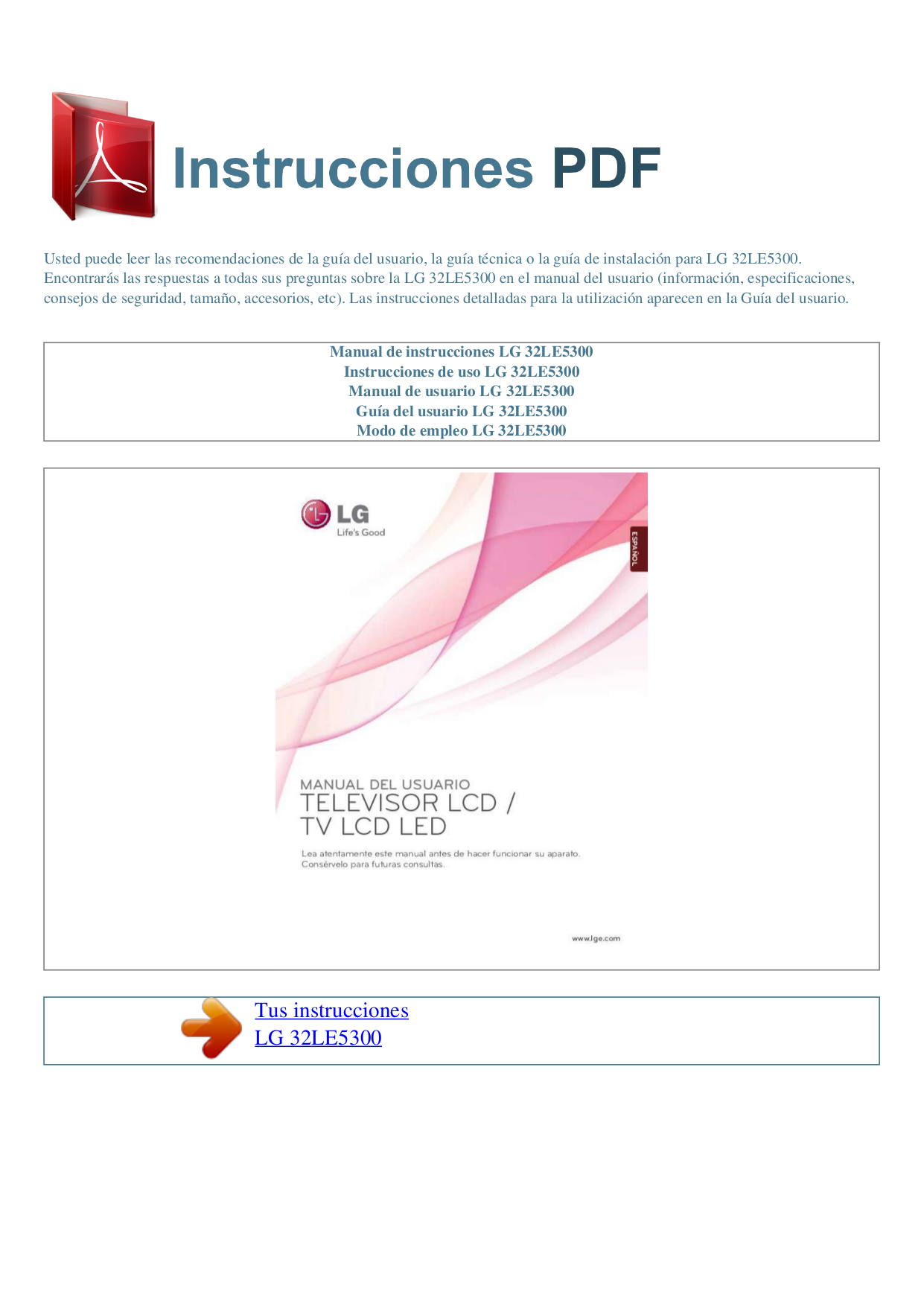 pdf for LG TV 32LE5300 manual
