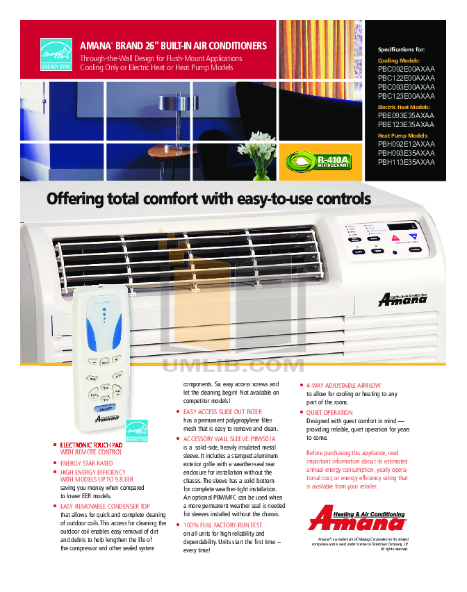 Amana air conditioner manual