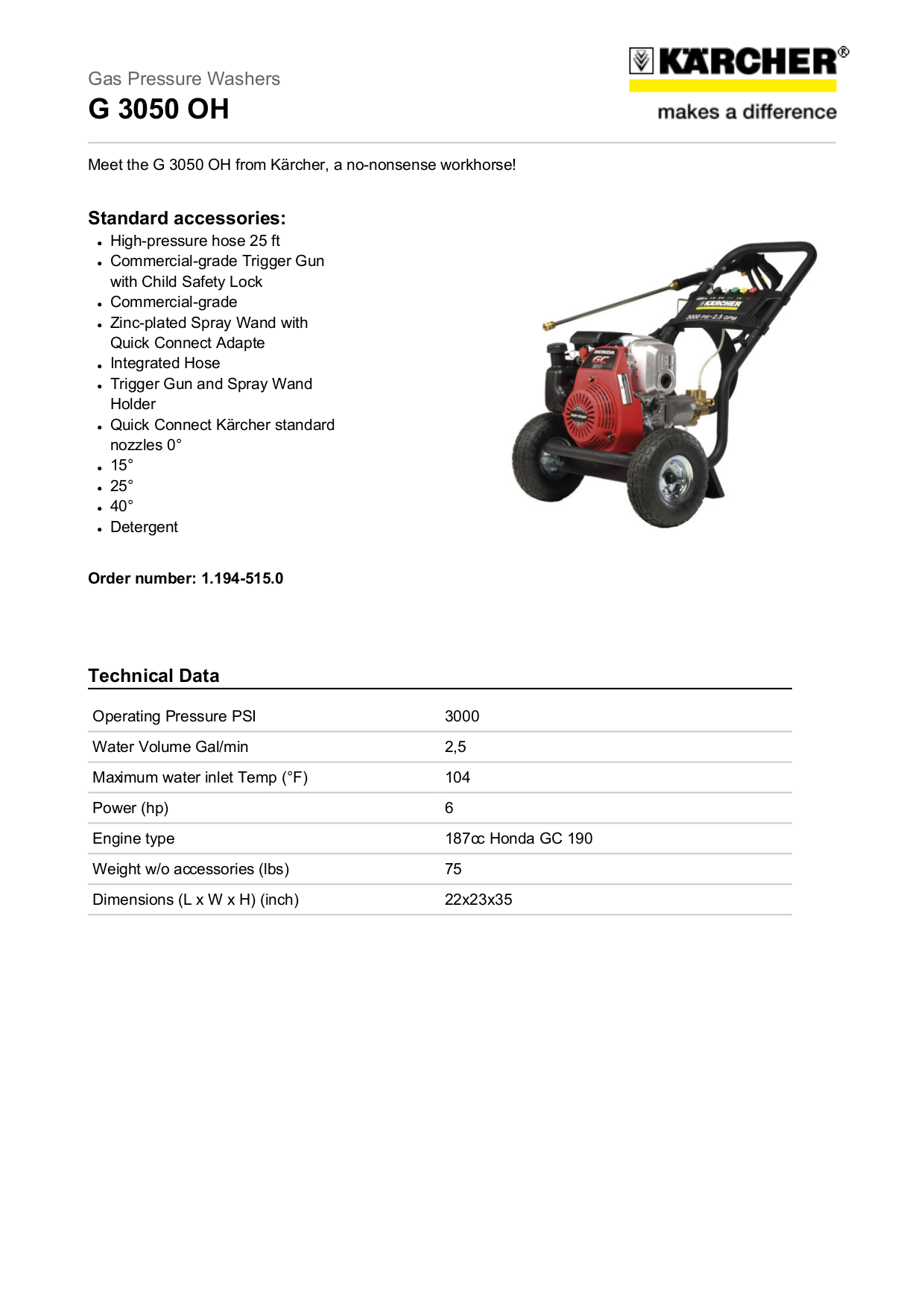 pdf for Karcher Other K 3000 G Pressure Washers manual