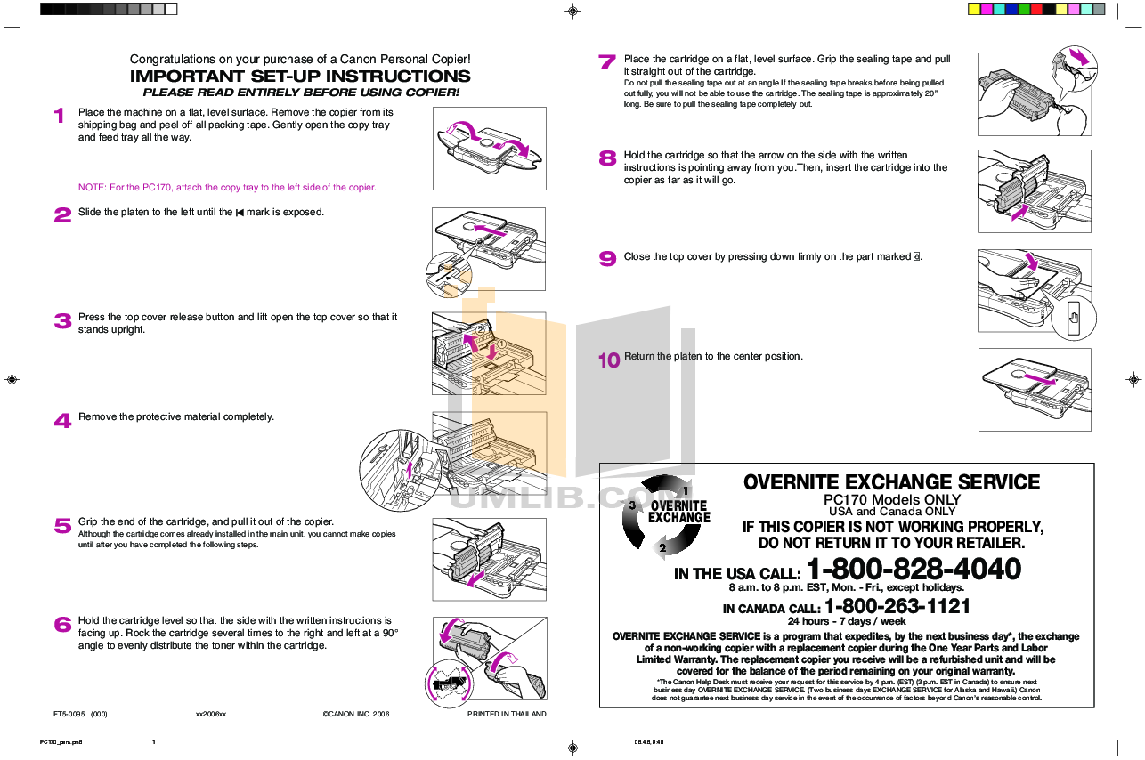 Download free pdf for Canon PC170 Copier manual