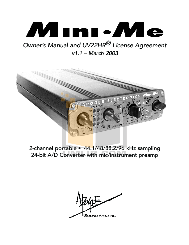 Download free pdf for Apogee MiniMP Amp manual