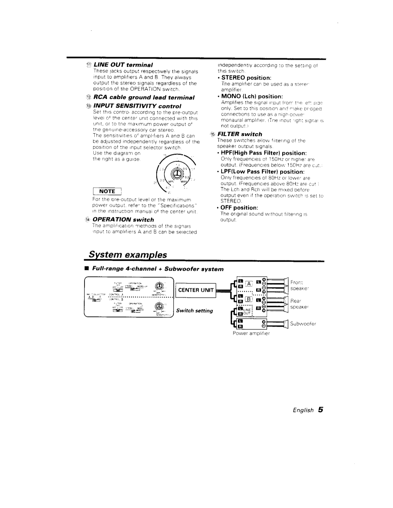 PDF manual for Kenwood Car Amplifier KAC-648S