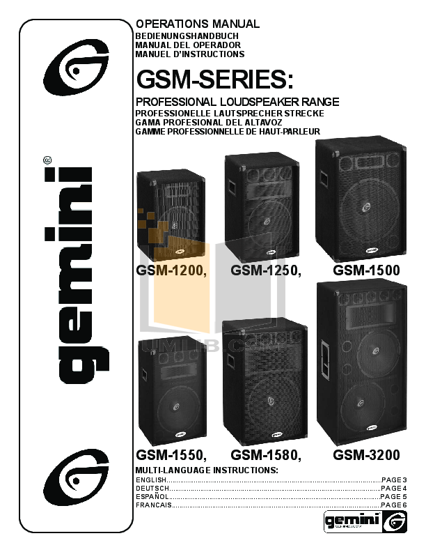 PDF manual for Gemini Speaker GSM3200