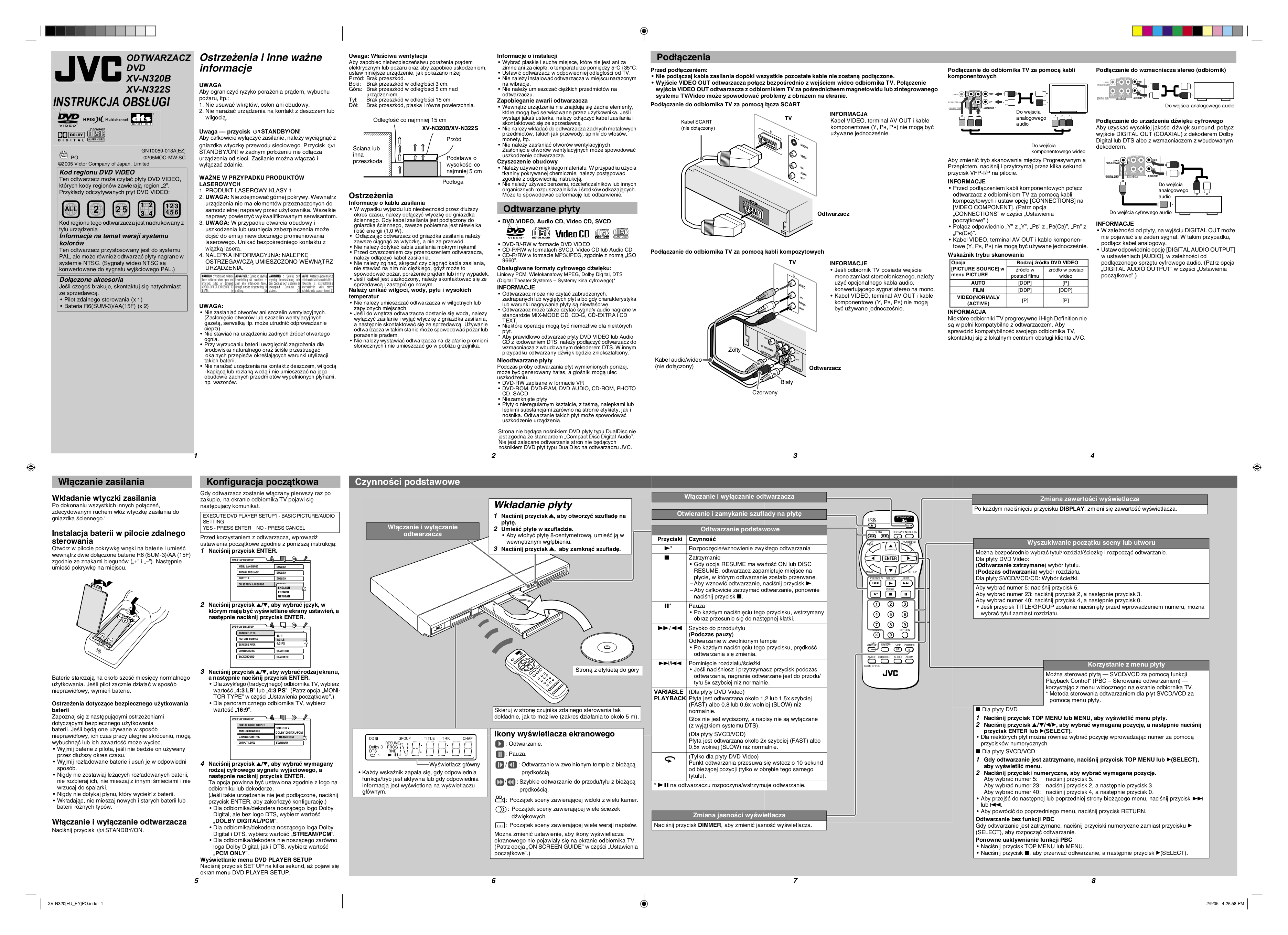 PDF manual for JVC DVD Players XVN320B