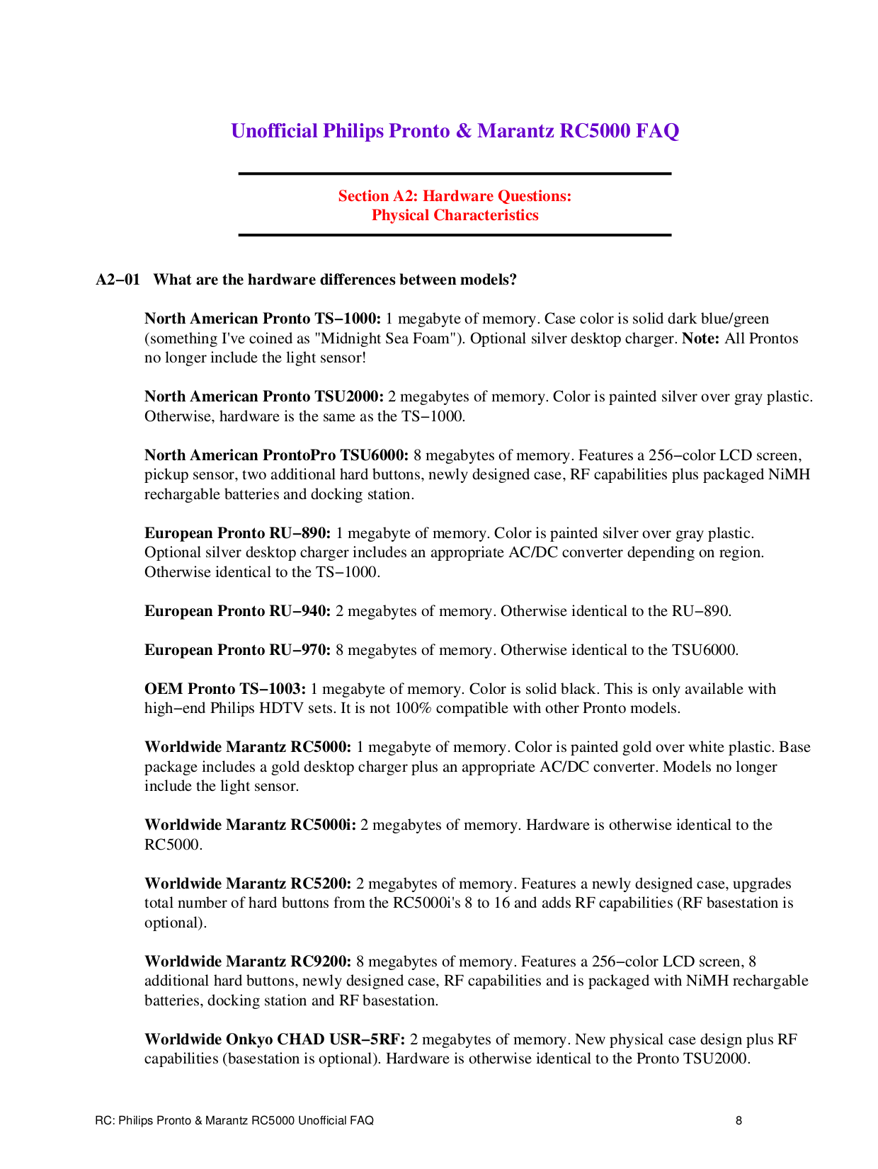 PDF manual for Marantz Remote Control RC5200