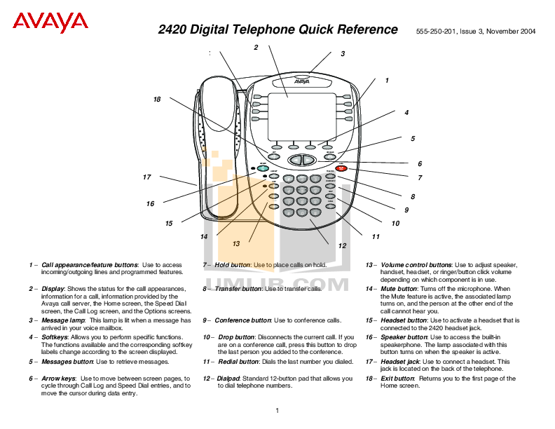 Настройка телефона avaya 2420