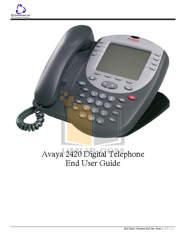 PDF manual for Avaya Telephone 2420