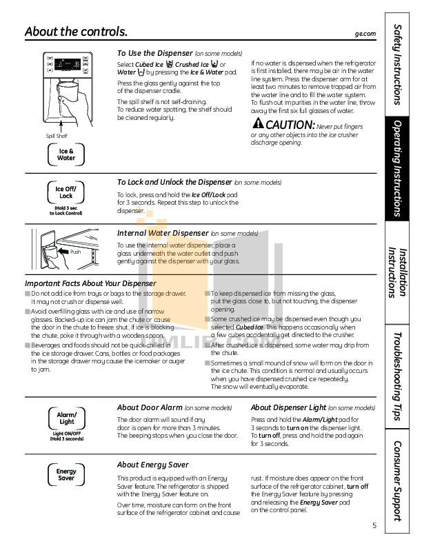 PDF manual for GE Refrigerator GFSS6KKYSS