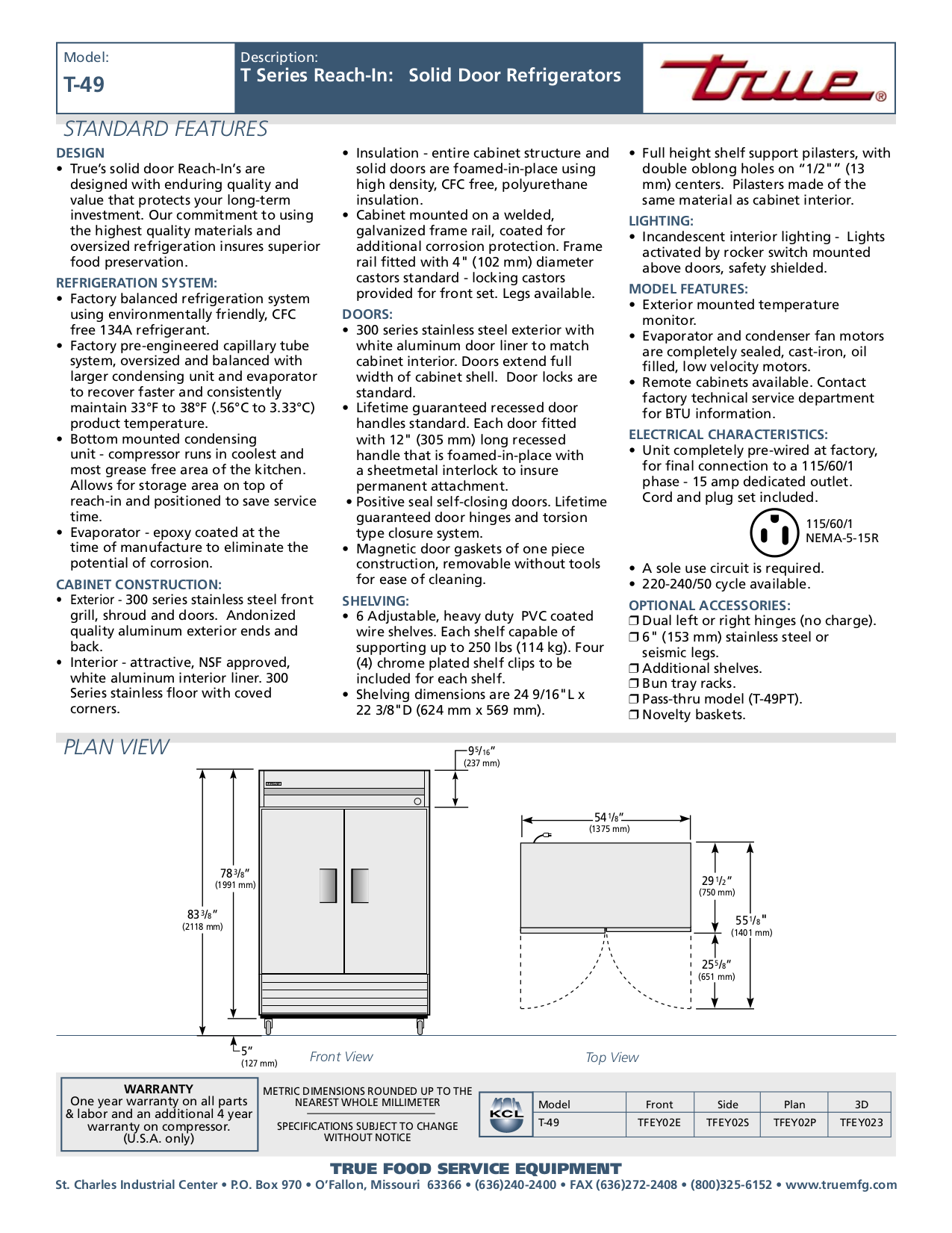 PDF manual for True Freezer T-49F
