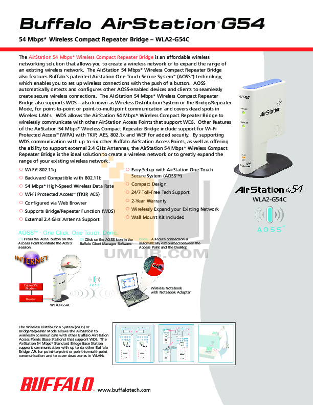 Download Free Pdf For Buffalo Wla G54c Access Point Other Manual