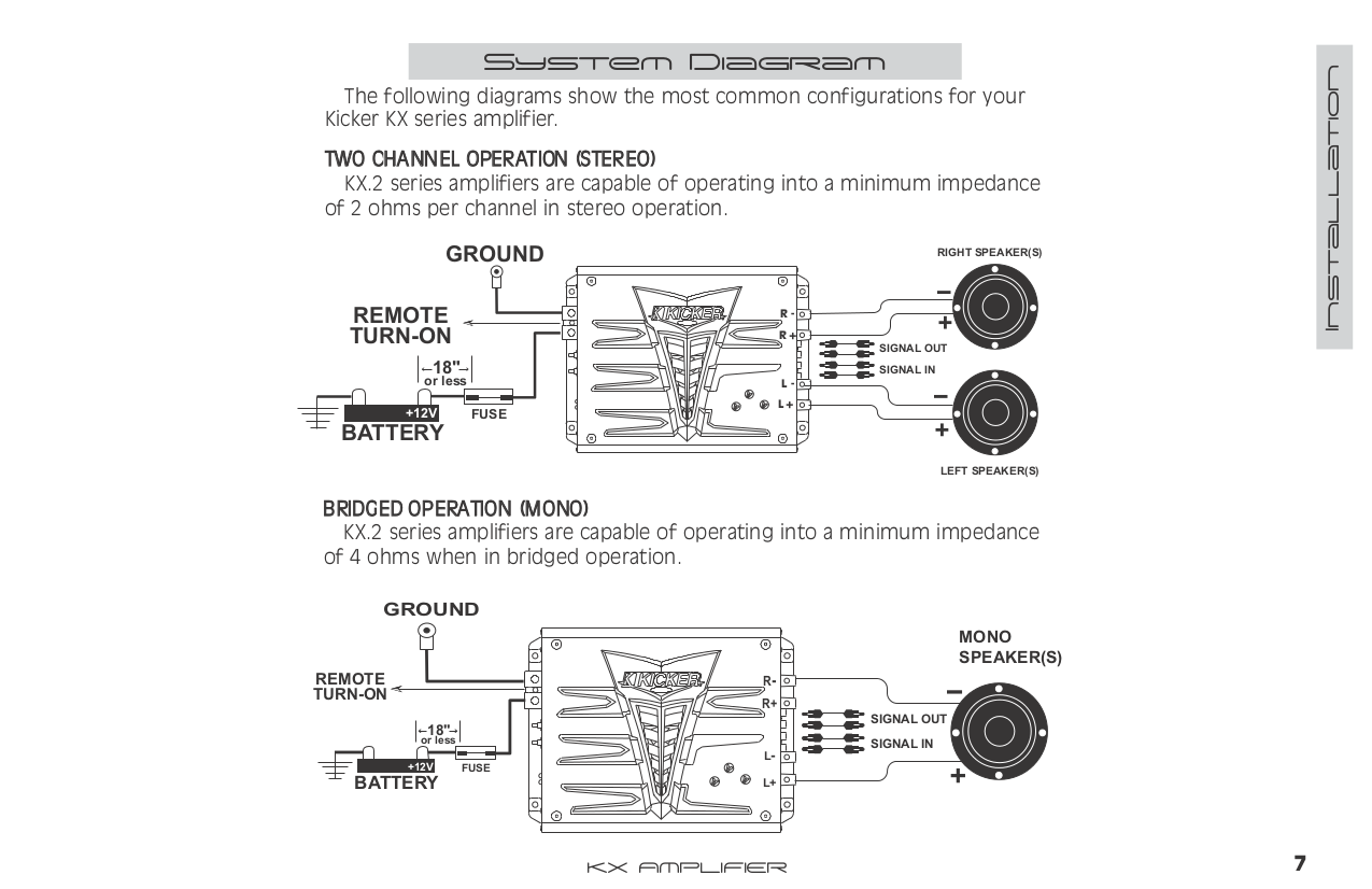 PDF manual for Kicker Car Amplifier KX850.2