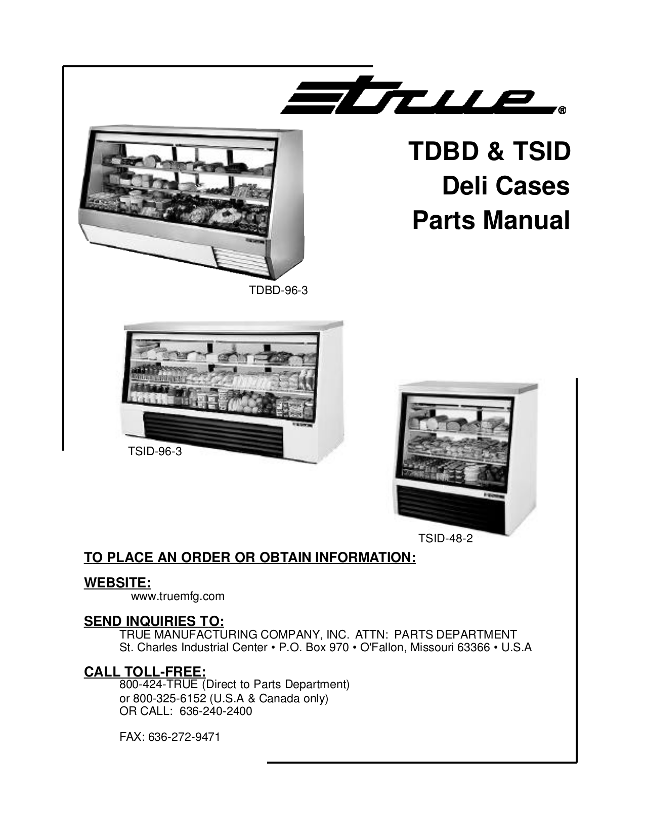 pdf for True Refrigerator TSID-48-4 manual