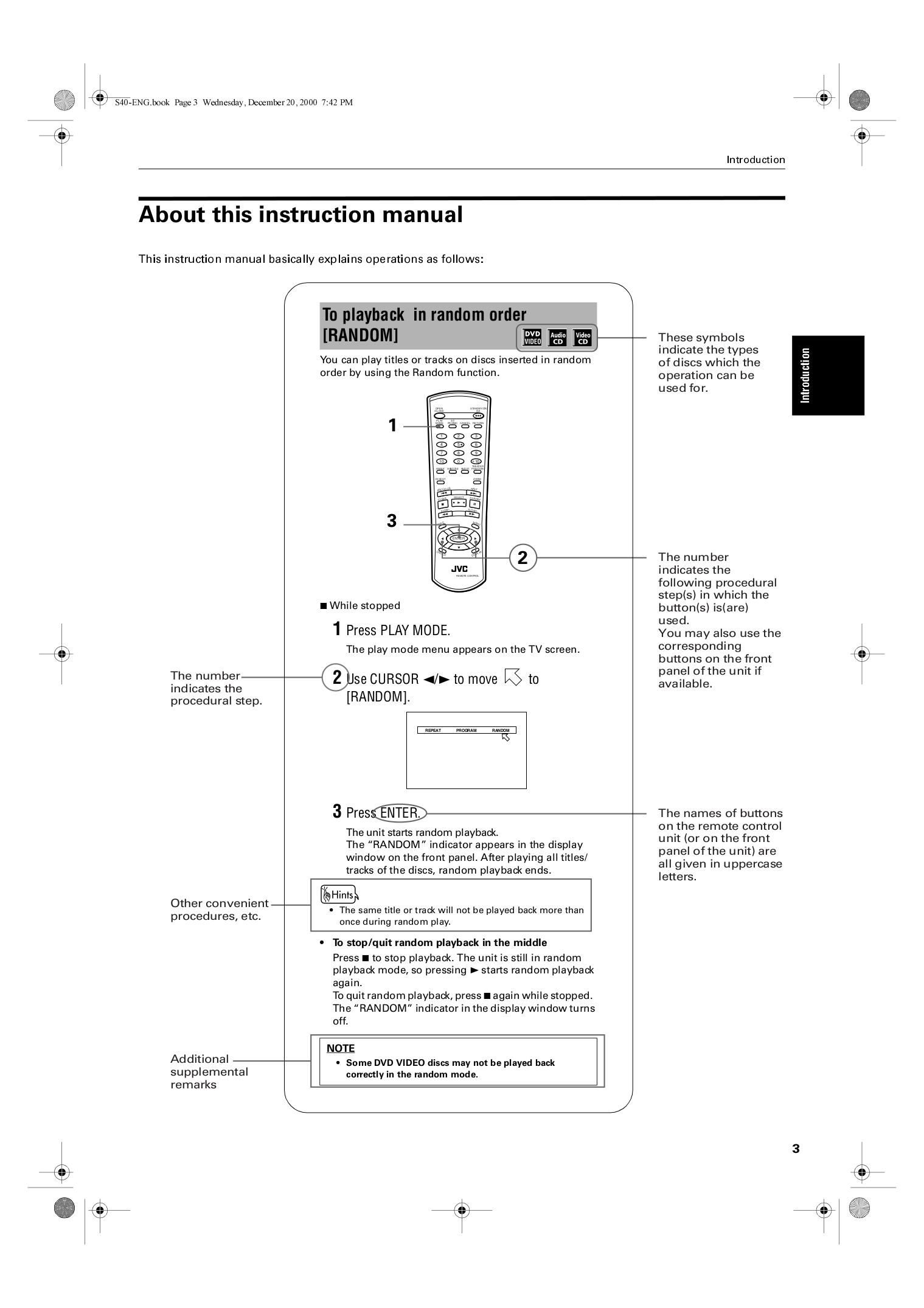 PDF manual for JVC DVD Players XVS40BK
