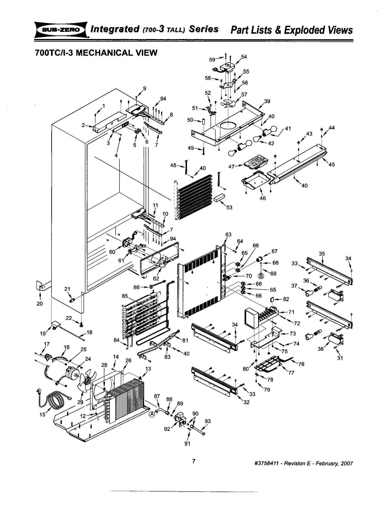 Sub Zero Parts Diagram