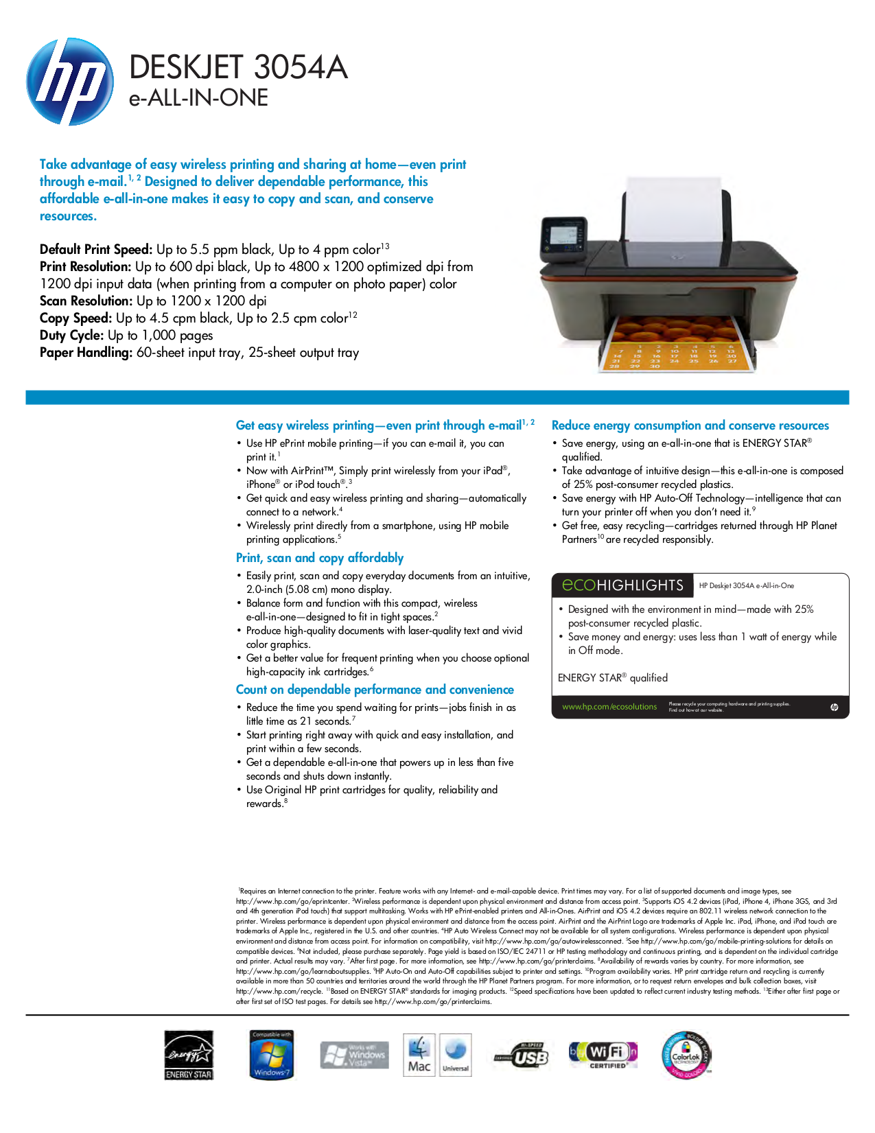 Download free pdf for HP Deskjet 3054 Multifunction Printer manual