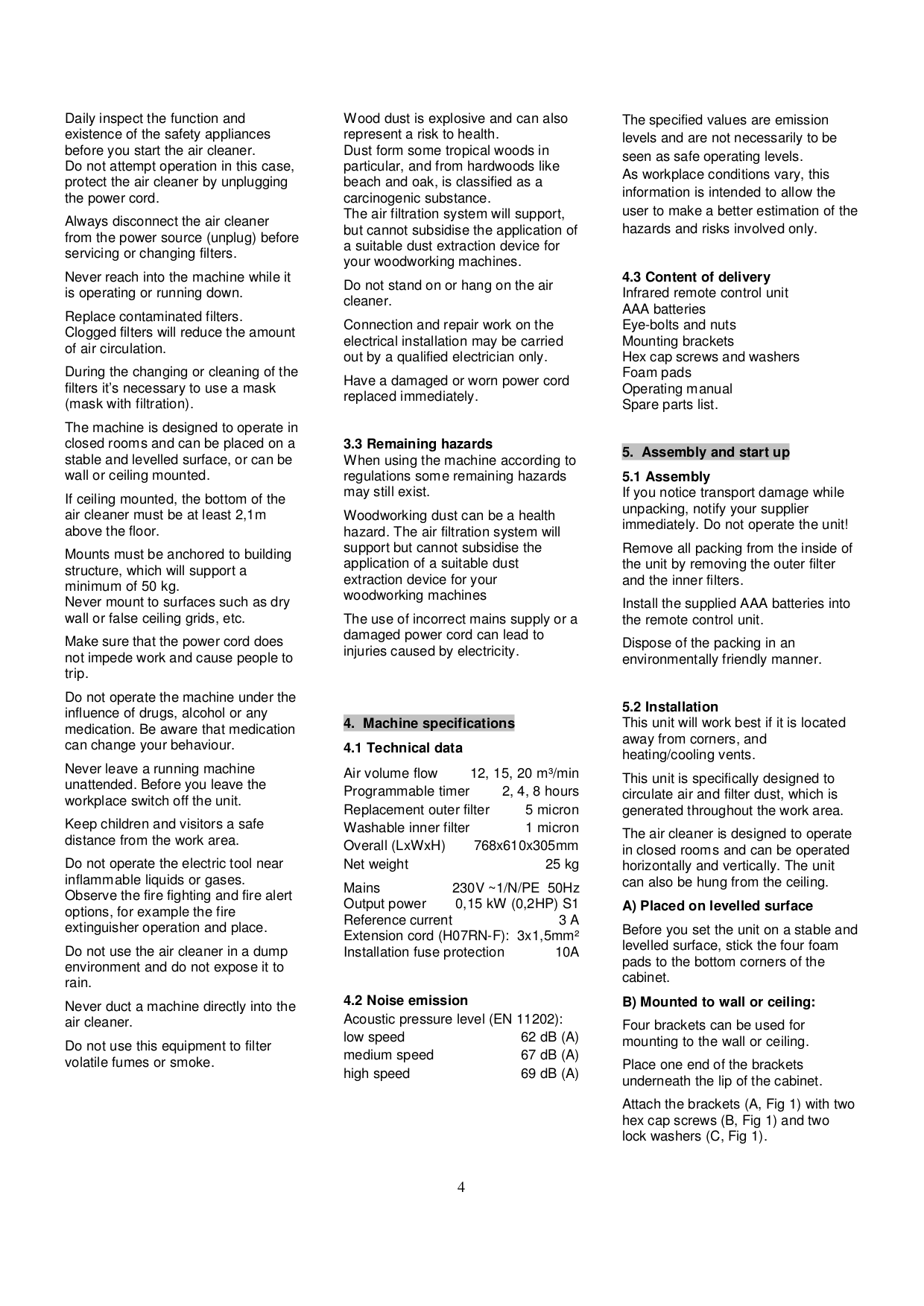 PDF manual for Jet Other AFS-1000B Air Filtration System