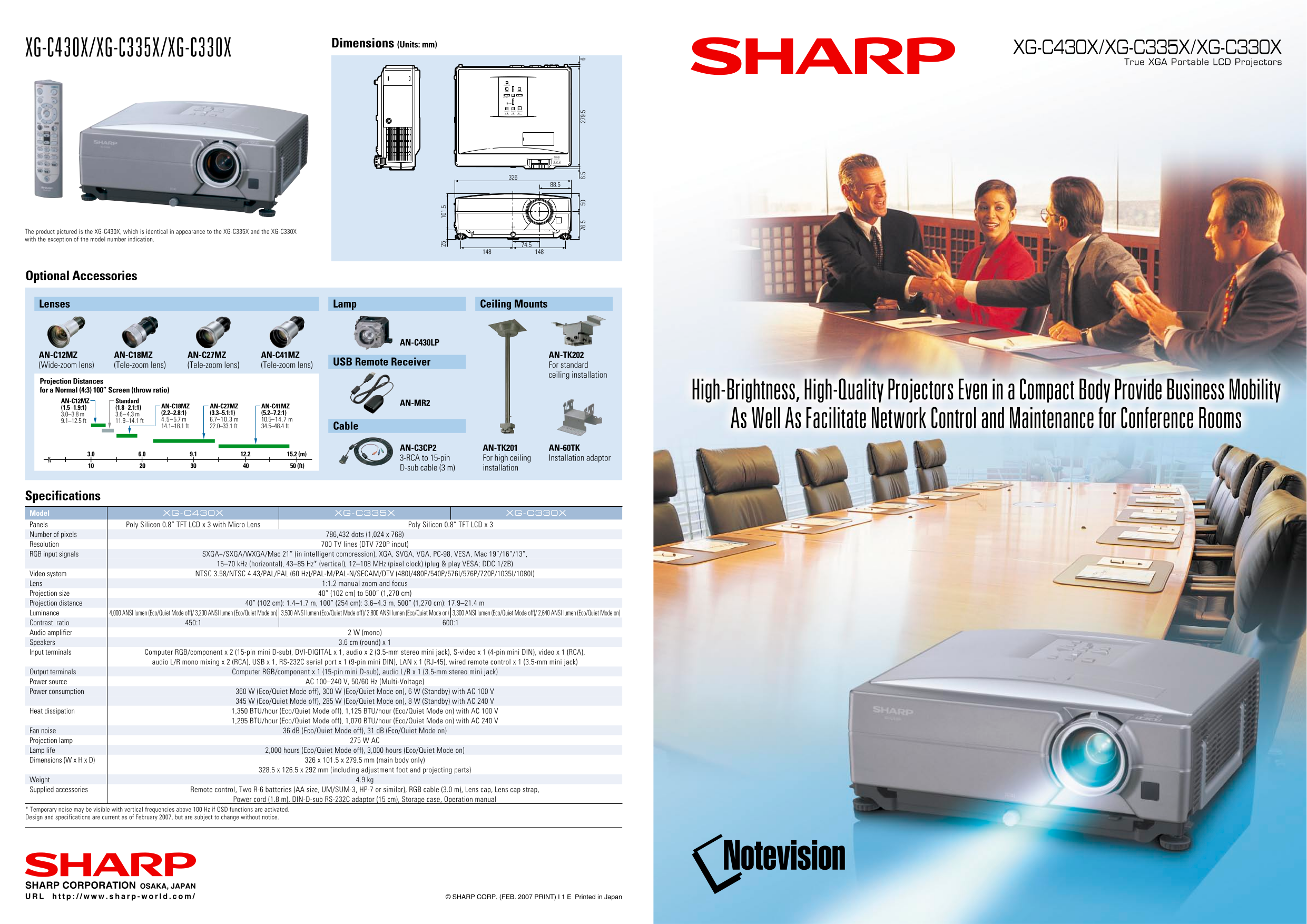 PDF manual for Sharp Projector Notevision XGC335X