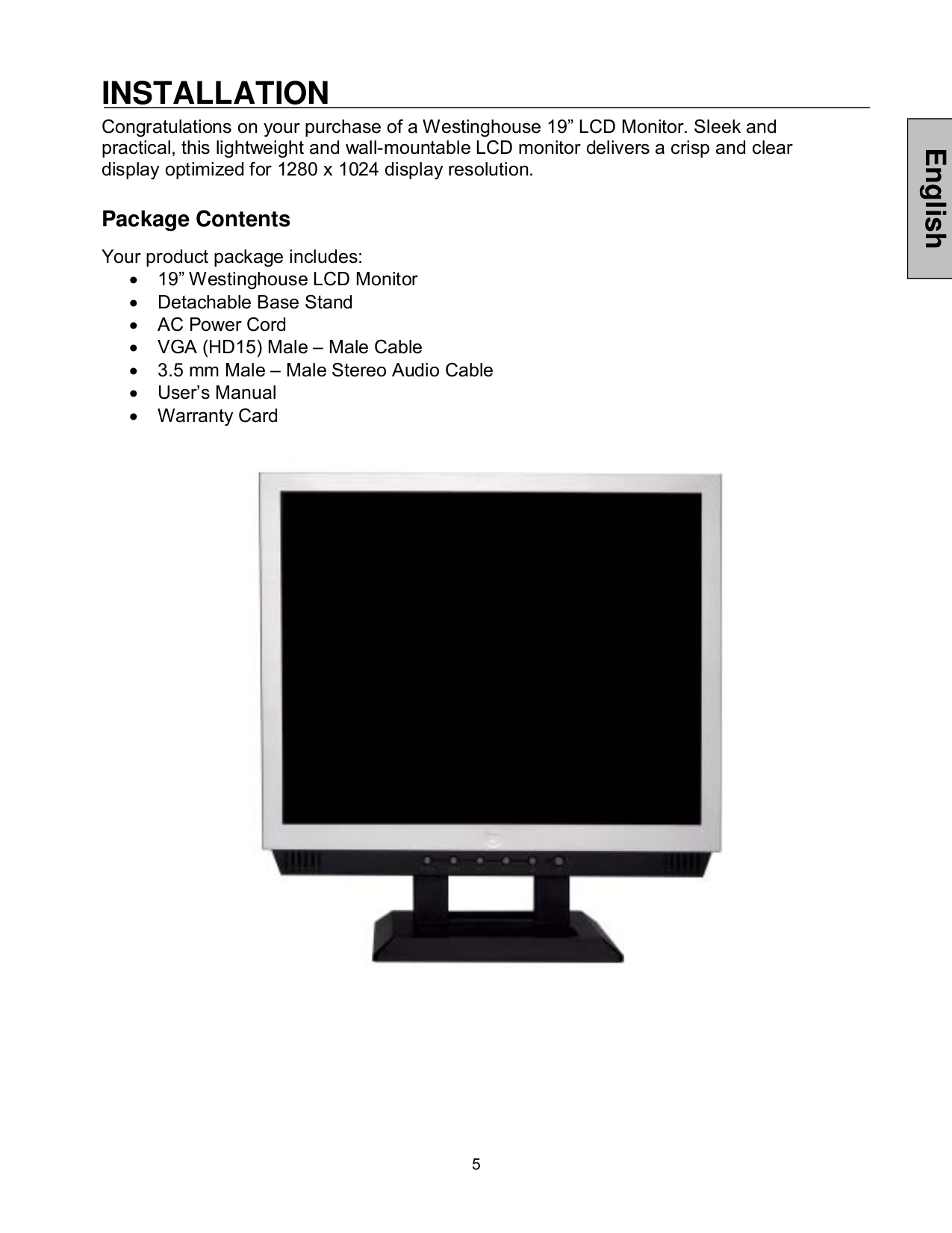 PDF manual for Westinghouse Monitor LCM19v5