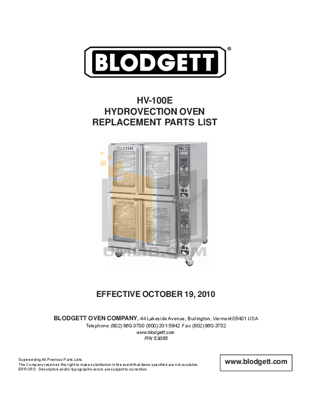 Download free pdf for Blodgett XR8G Oven manual