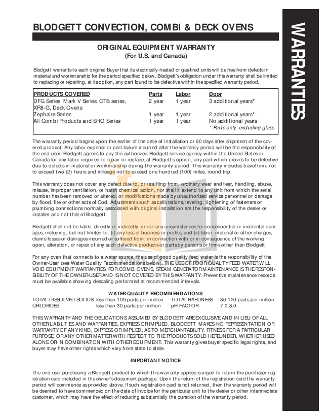 Download free pdf for Blodgett XR8G Oven manual