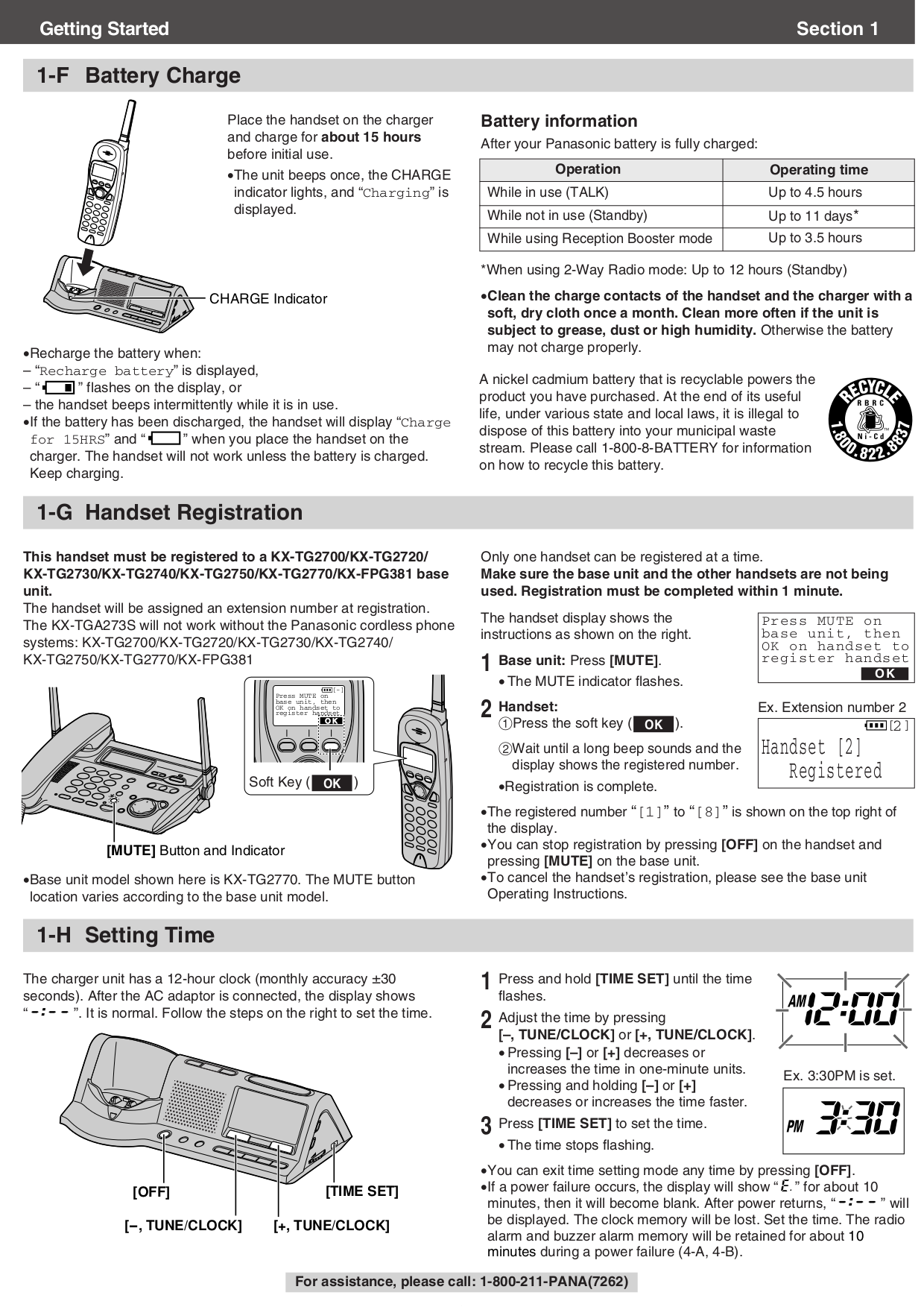 PDF manual for Panasonic Telephone KXTG2740S
