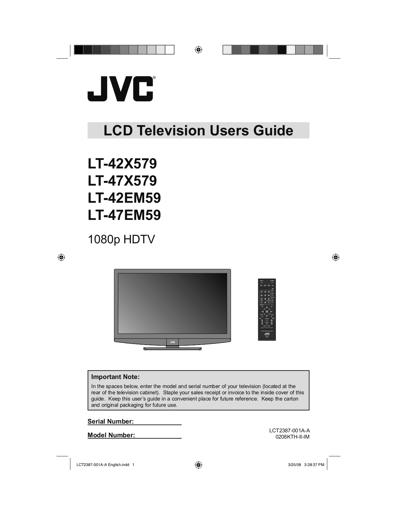 Download free pdf for JVC LT-47X579 TV manual