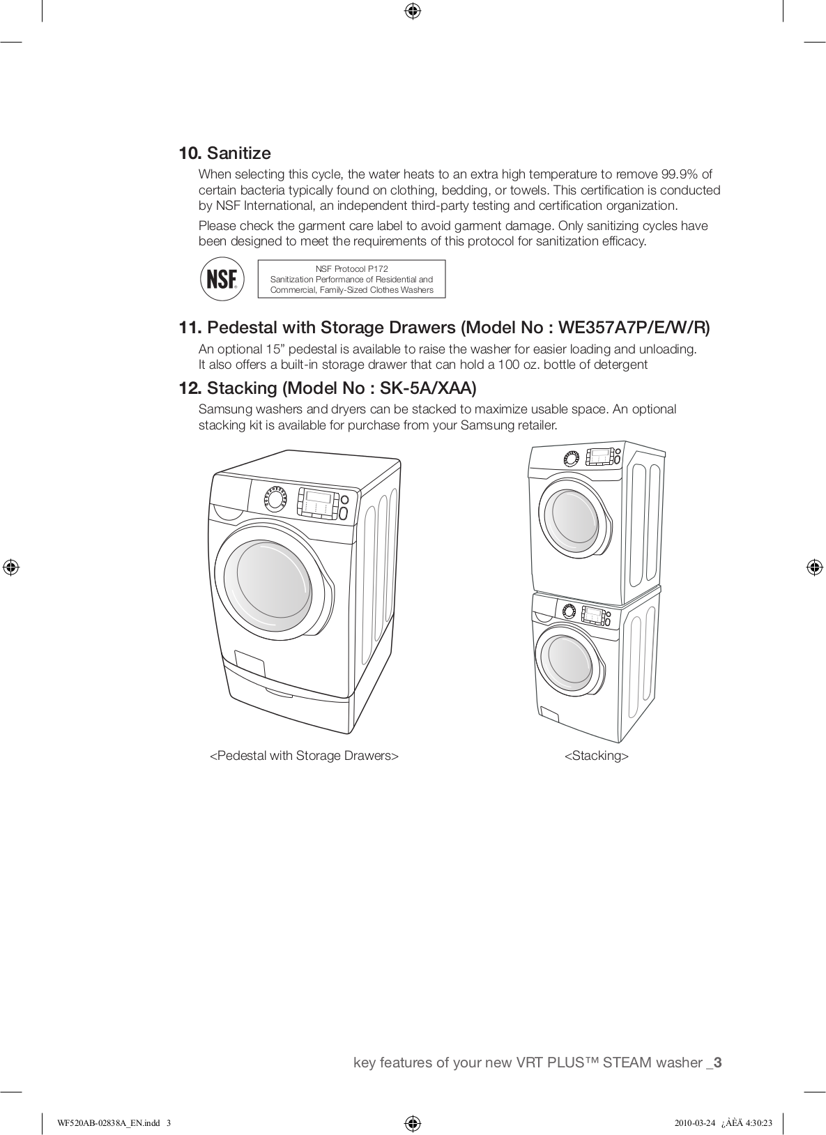 PDF manual for Samsung Washer WF520AB