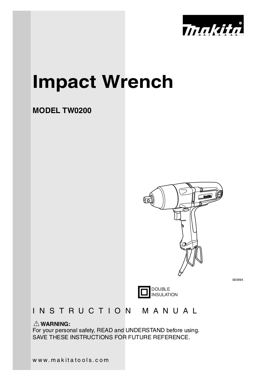 Download free pdf for Makita TW0200 Impact Wrench Other manual