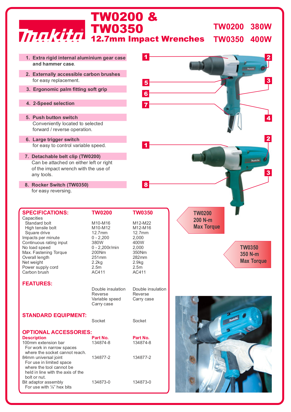 Download free pdf for Makita TW0200 Impact Wrench Other manual