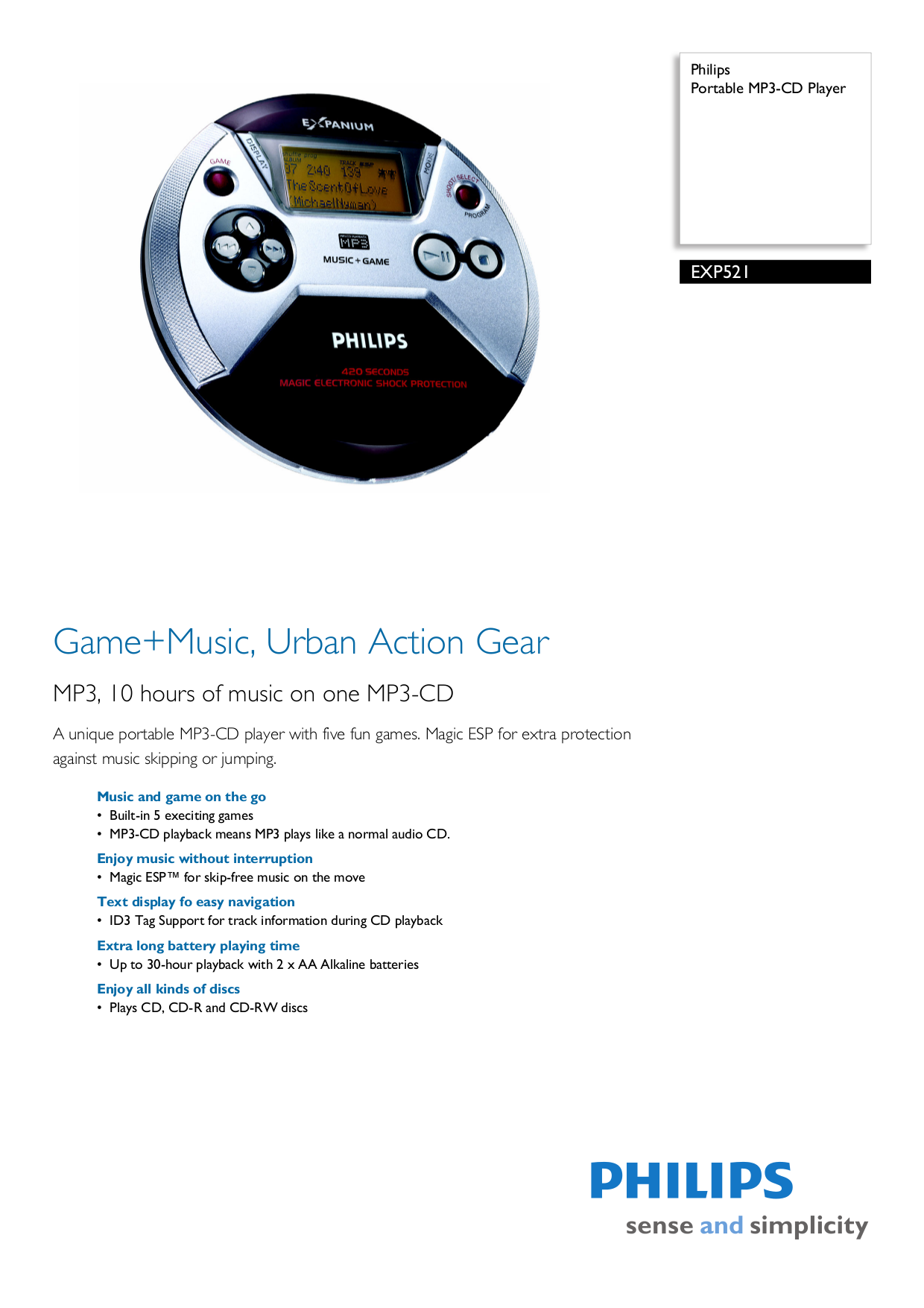 Download free pdf for Philips EXP521 CD Player manual