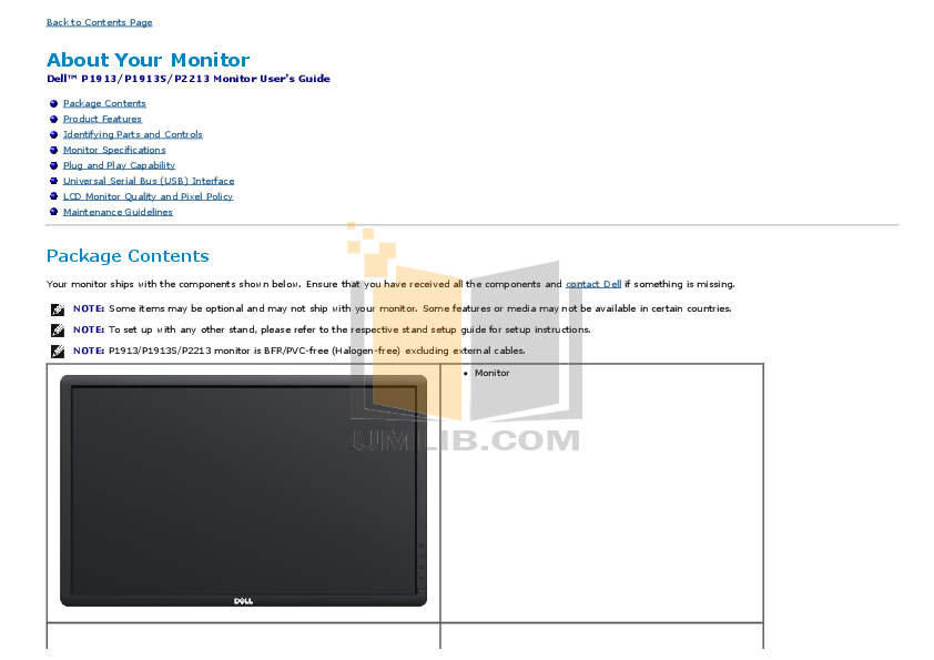 PDF manual for Dell Monitor P1911