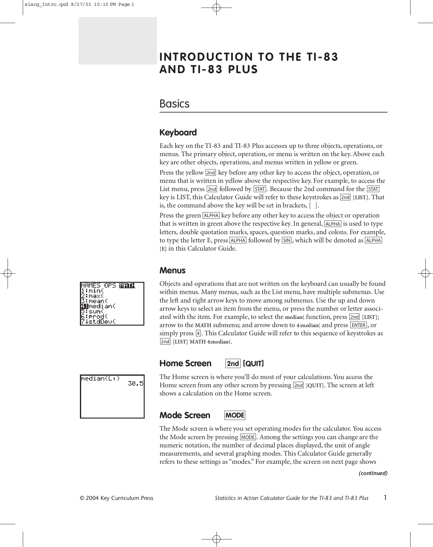 pdf for TI Calculator TI-83 manual