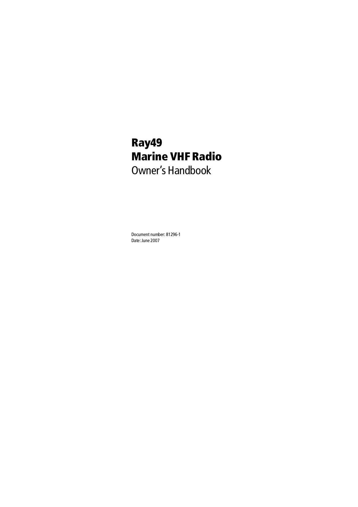 Download free pdf for Raymarine Ray 53 Radio manual