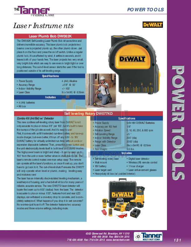 PDF manual for Dewalt Other DW077 Rotary Laser