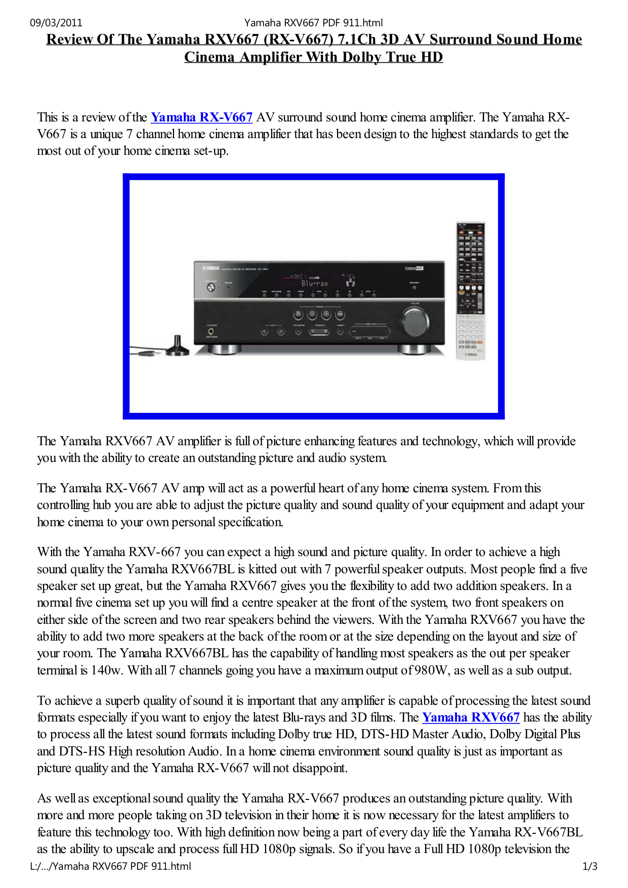 Download free pdf for Yamaha RX-V667 Receiver manual