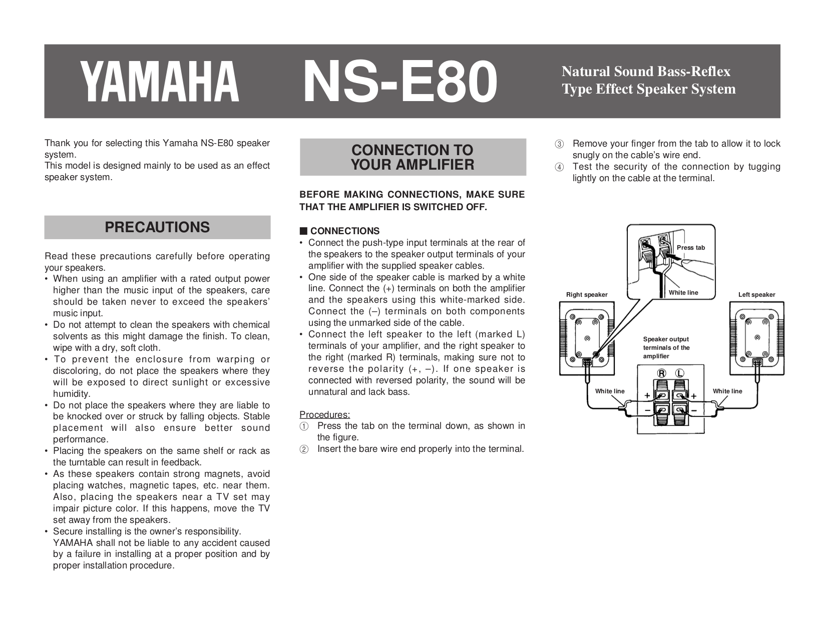 Download Free Pdf For Yamaha Ns E Speaker Manual