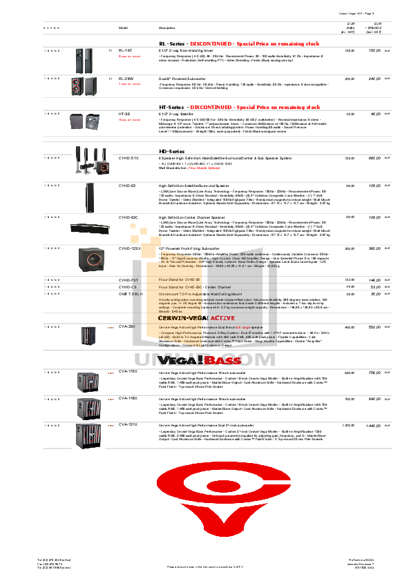 PDF manual for CerwinVega Speaker E310