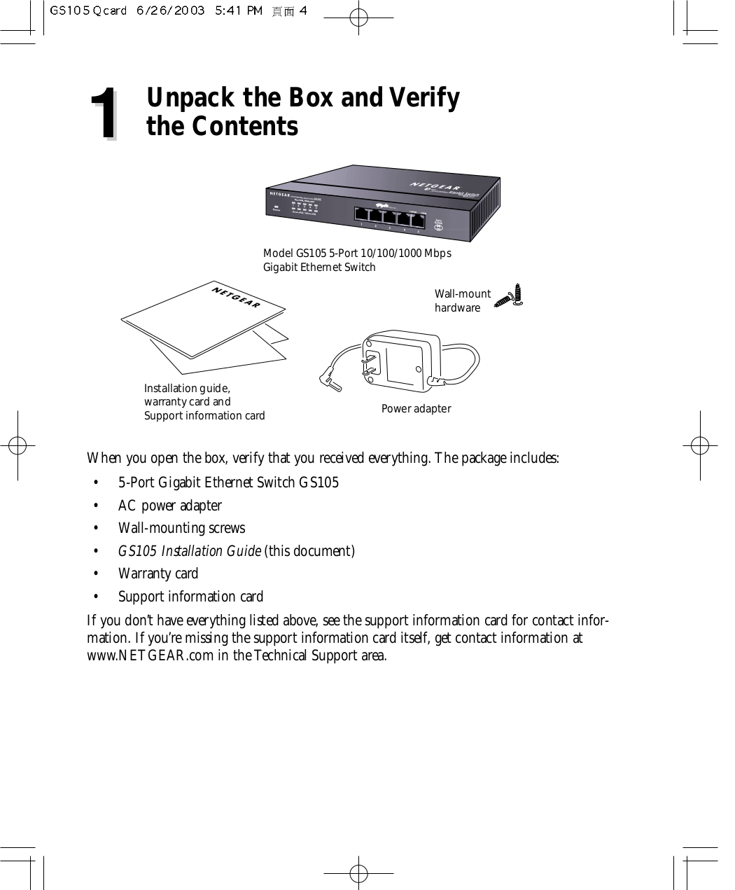 PDF manual for Netgear Switch ProSafe GS105