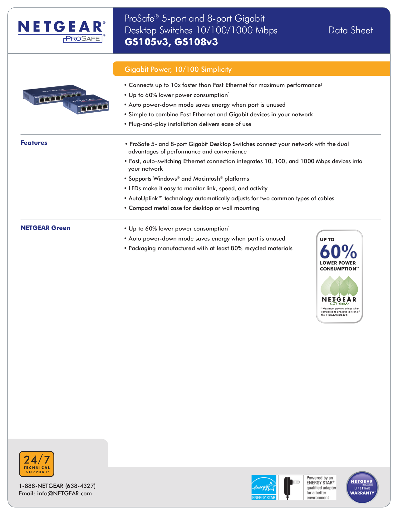 Download free pdf for Netgear ProSafe GS105 Switch manual