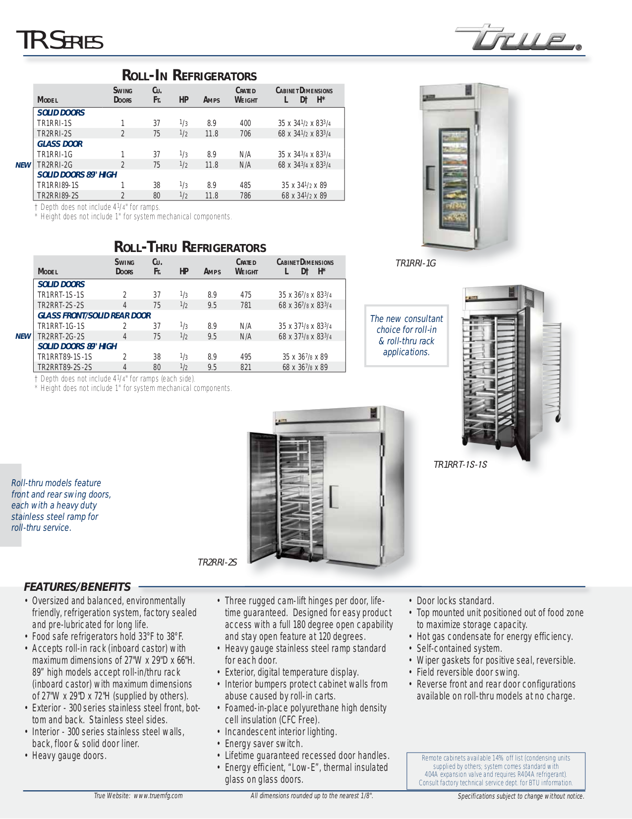 pdf for True Refrigerator TR1RRT-1G-1S manual