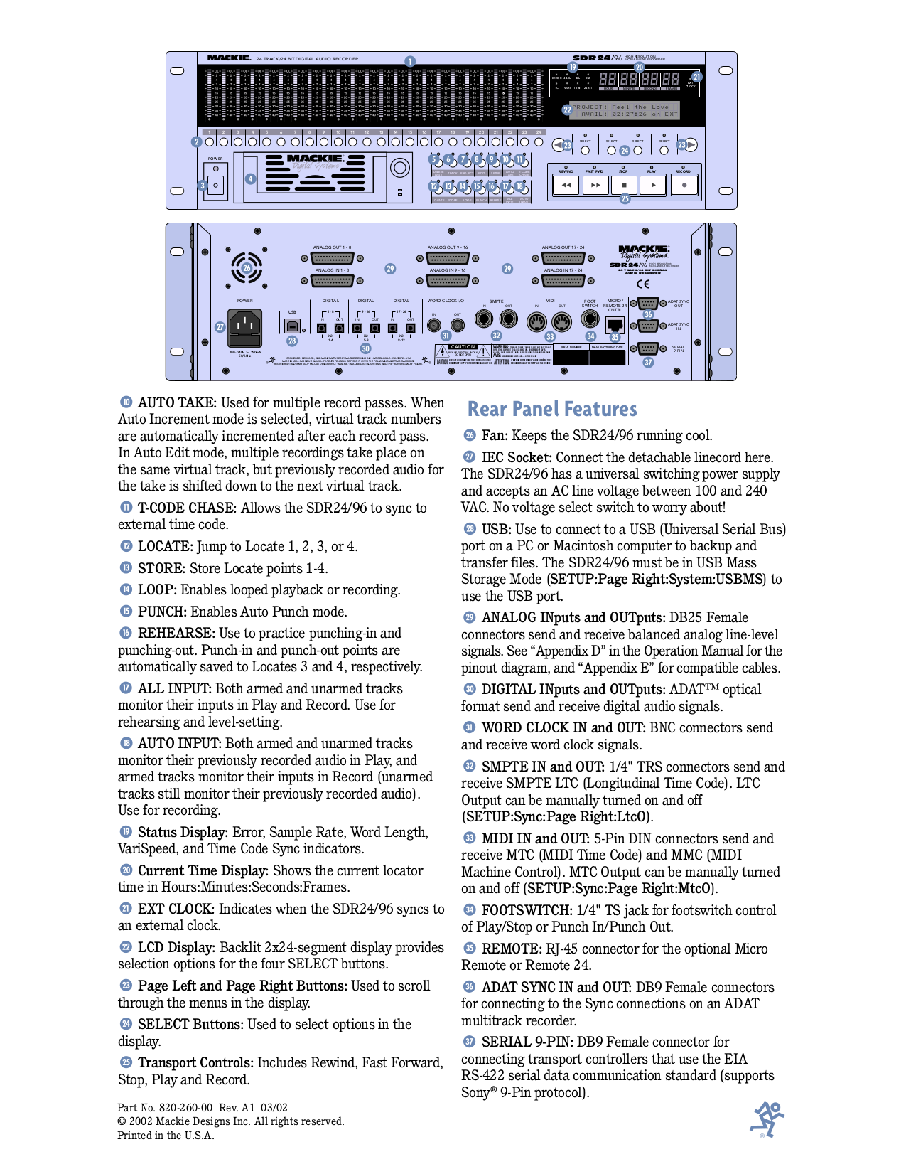 PDF manual for Mackie Other SDR 24 Digital Recorders