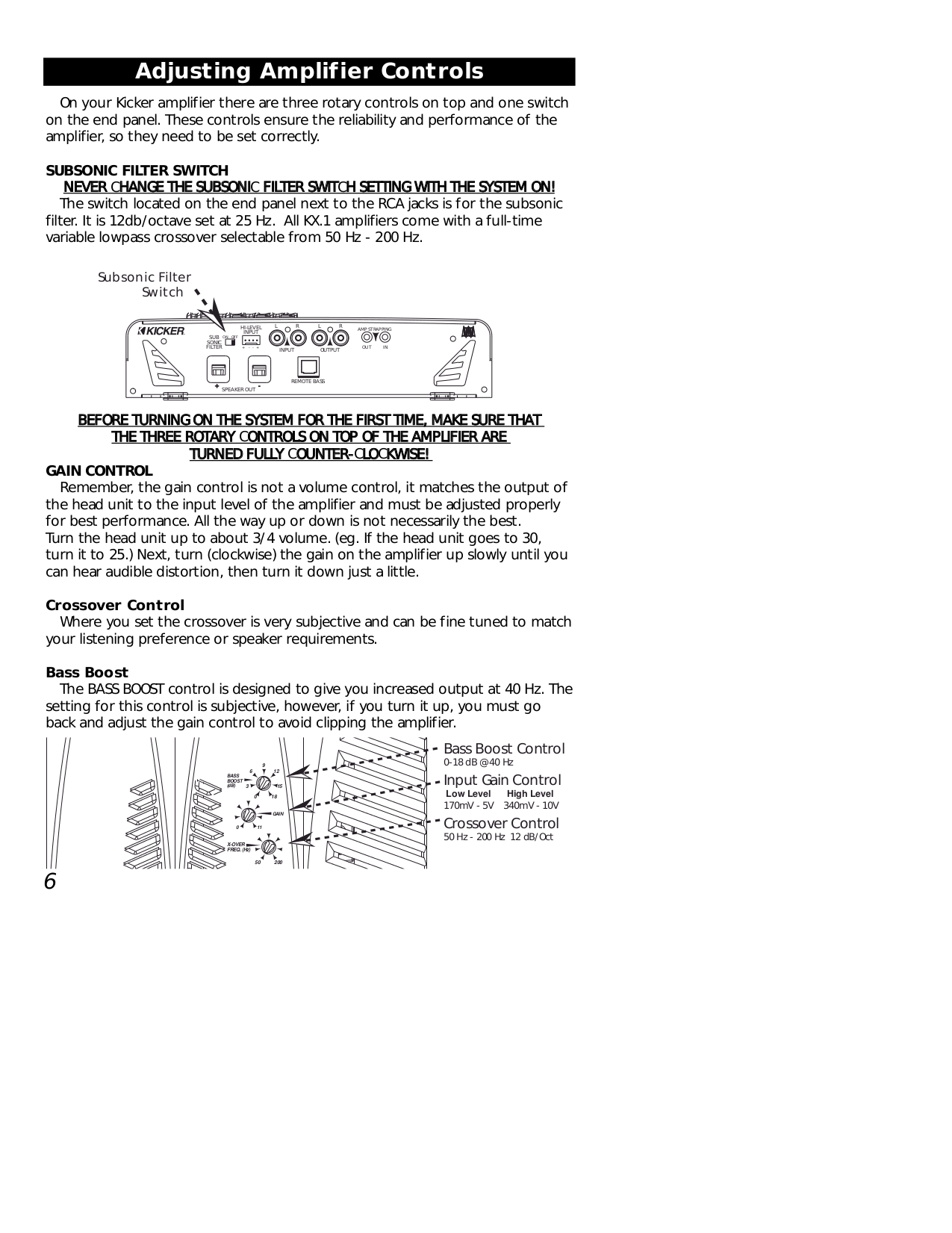 PDF manual for Kicker Car Amplifier KX600.1