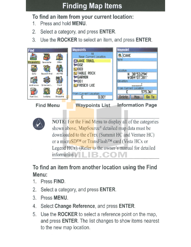 PDF manual for Garmin GPS eTrex Legend HCx
